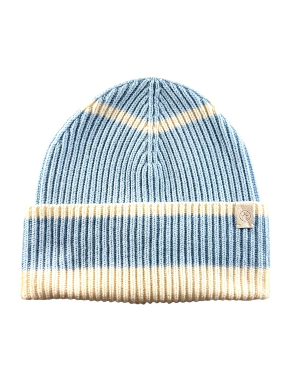 Rag & Bone Addison Striped Wool Beanie Light Blue Cream